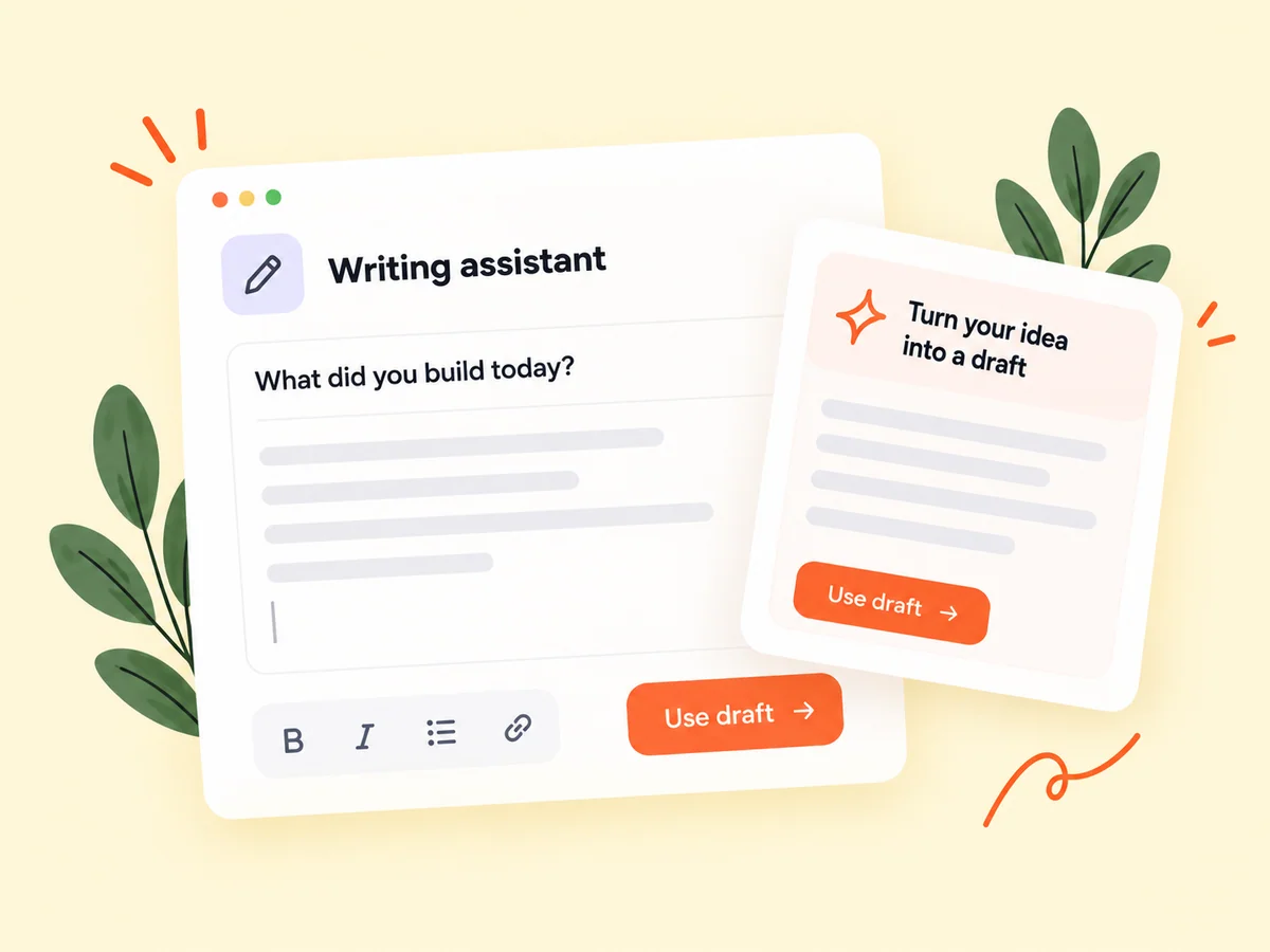 Illustration of an AI-assisted draft in the post editor