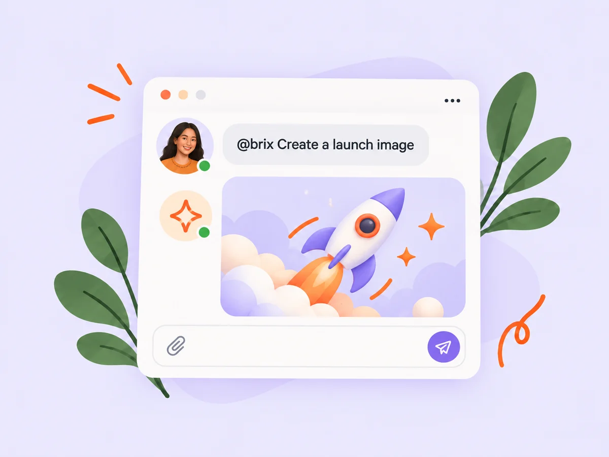 Illustration of a Brix comment request and its generated launch image