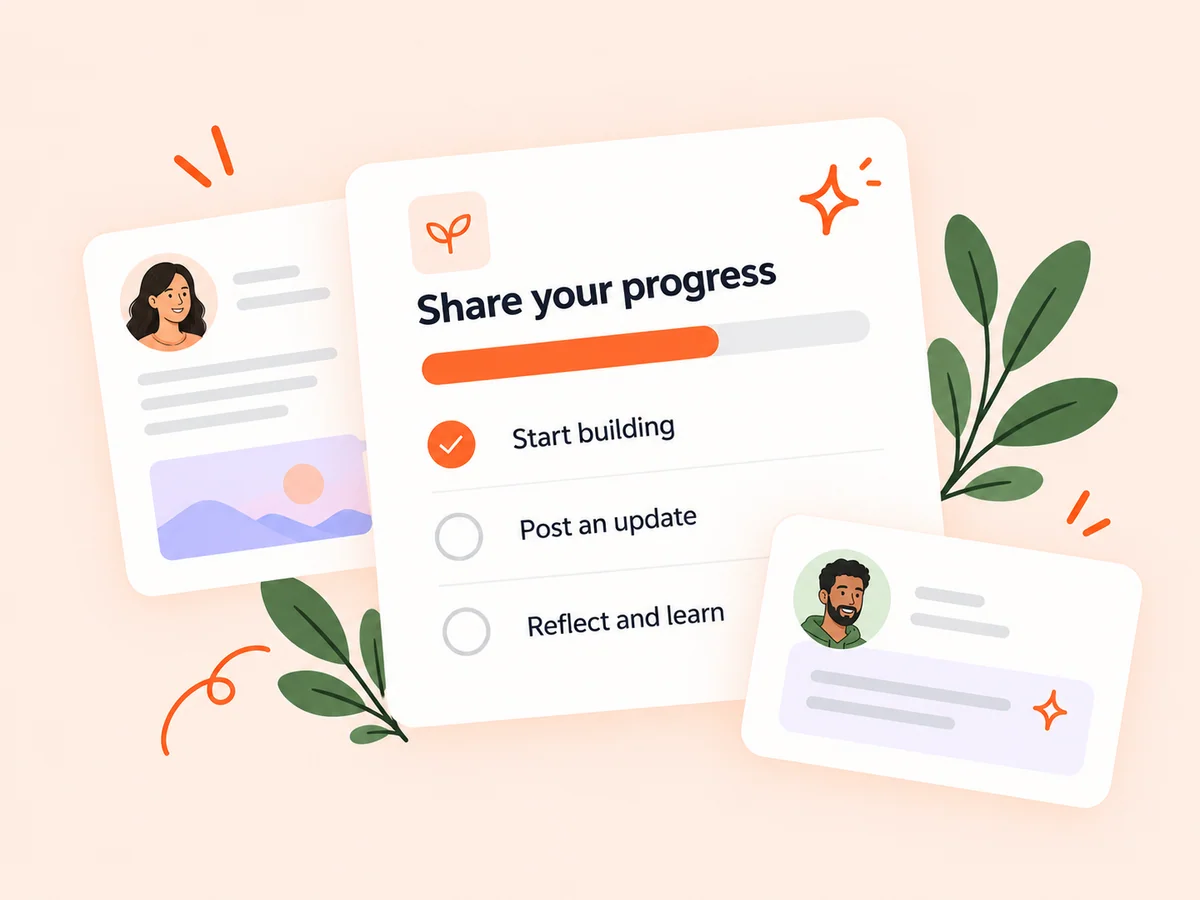 Illustration of a founder challenge and progress checklist