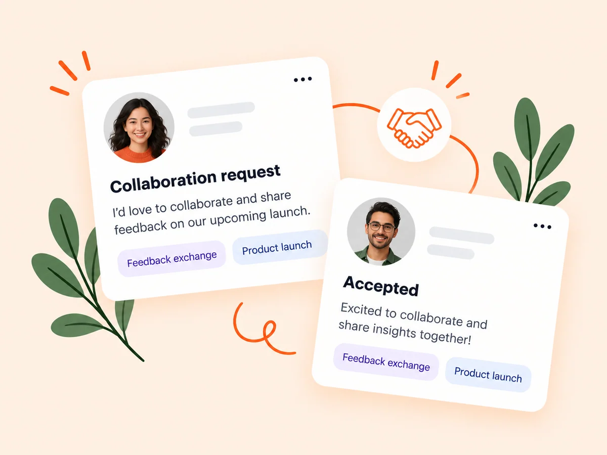 Illustration of a private founder collaboration request