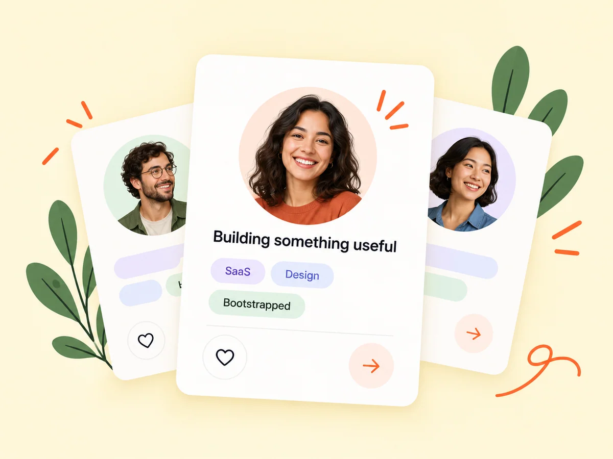 Illustration of a stack of founder discovery cards
