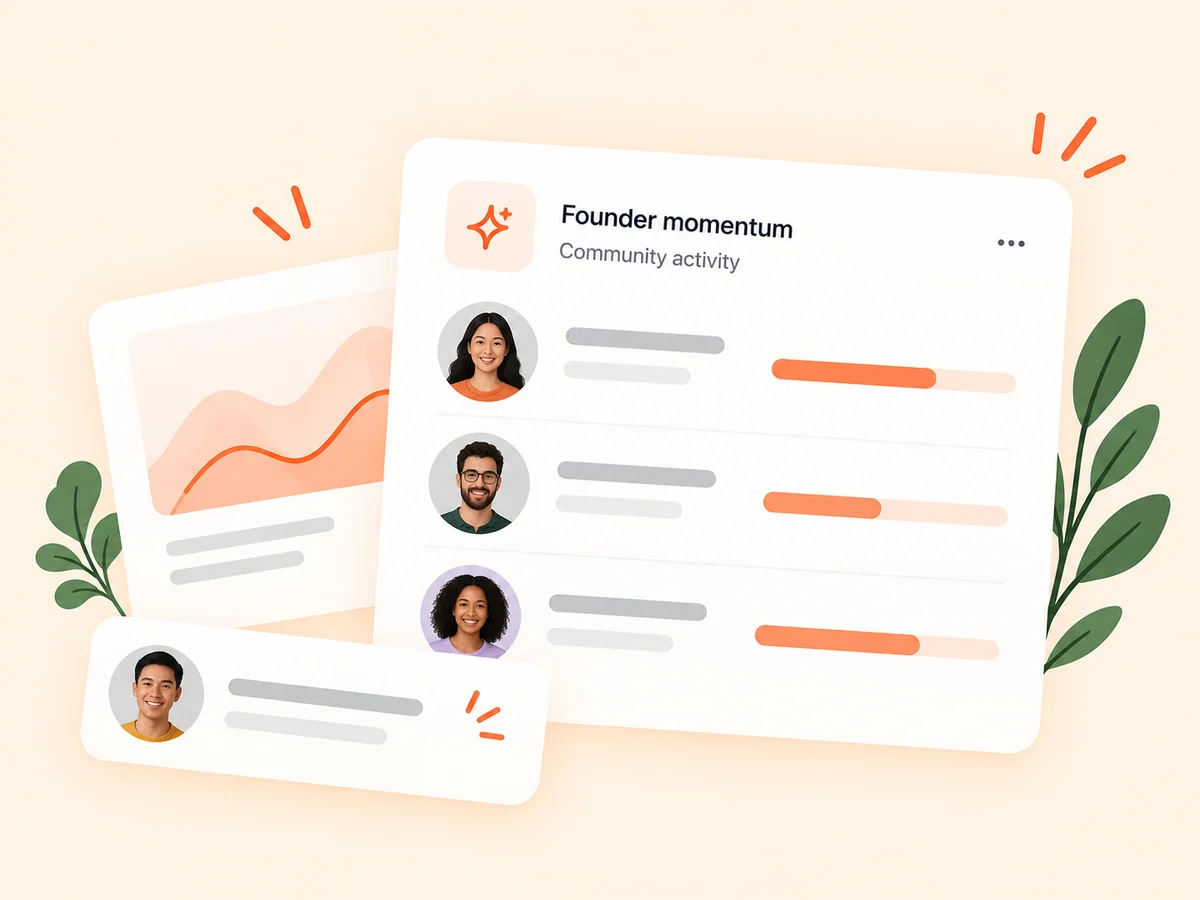 Illustration of founders and their community activity