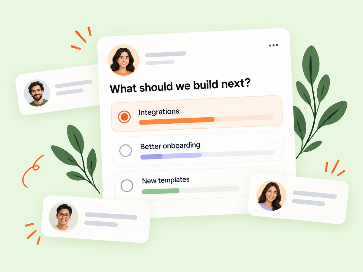 Illustration of a product question with community poll options