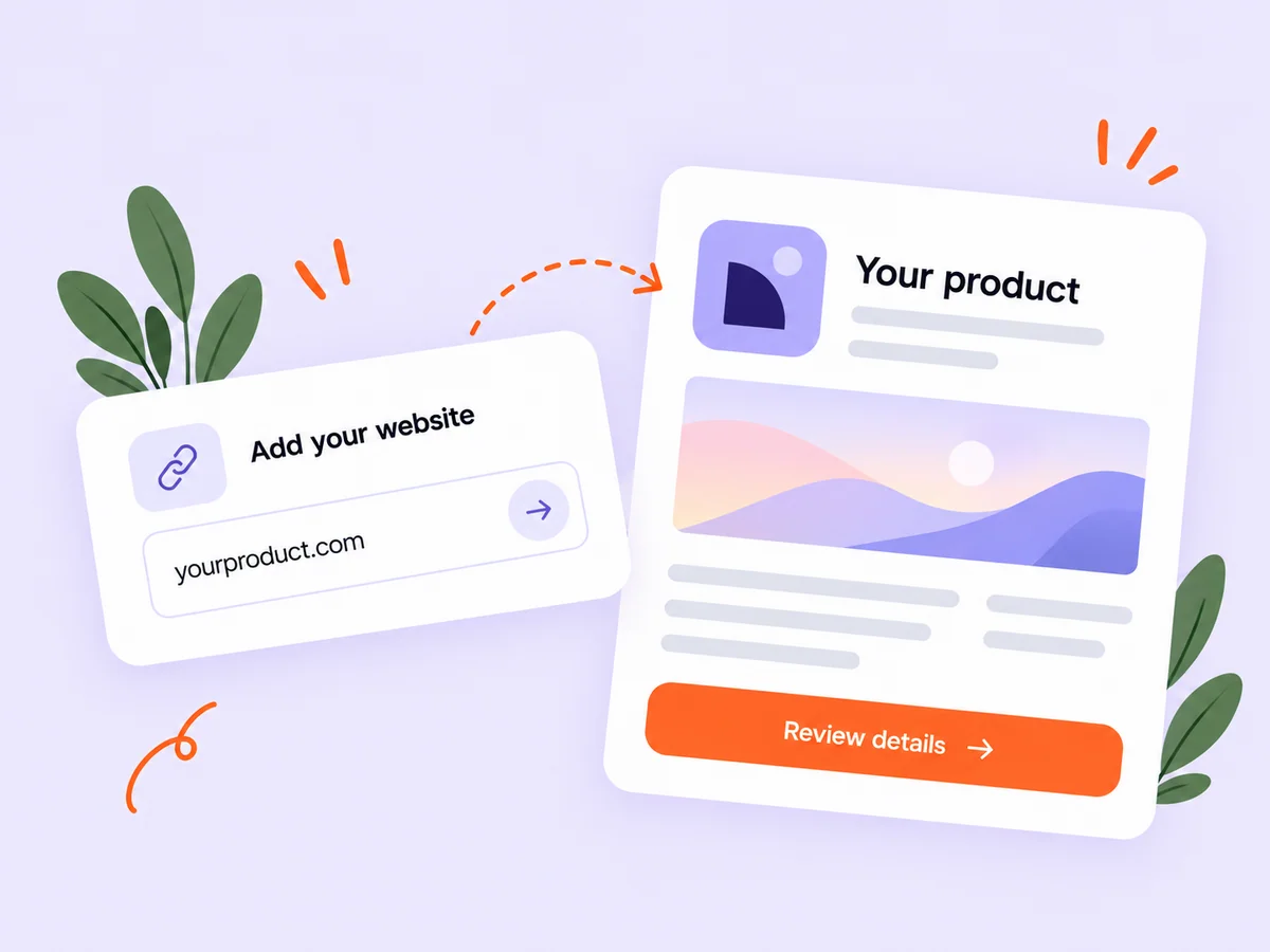 Illustration of a product website becoming an editable product profile