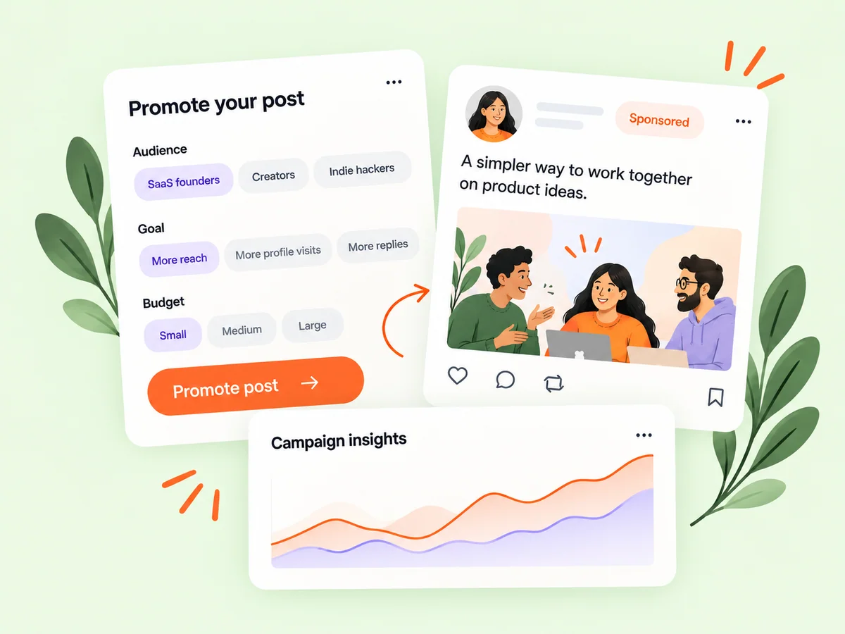 Illustration of a sponsored post and campaign insights