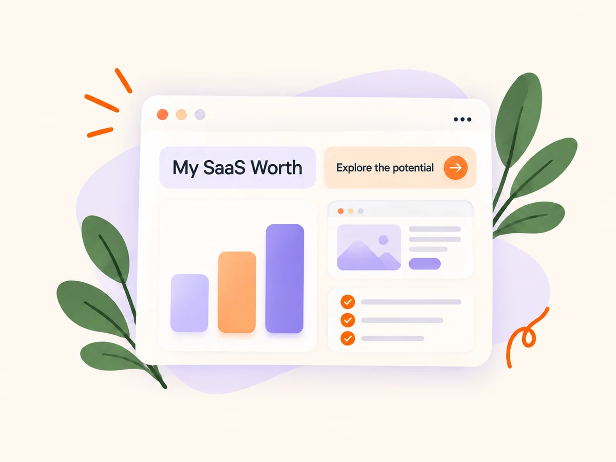 Illustration of a website potential report with scenario charts