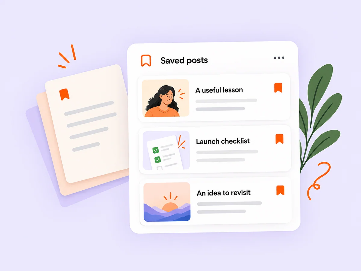 Illustration of bookmarked founder posts