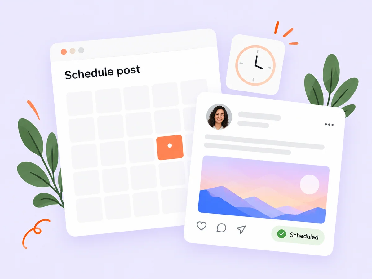 Illustration of a scheduled post and calendar