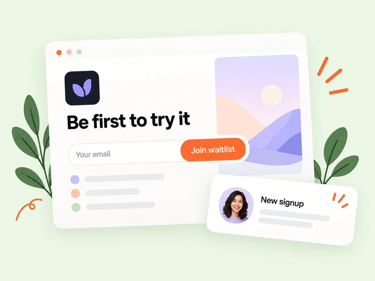 Illustration of a product waitlist signup page